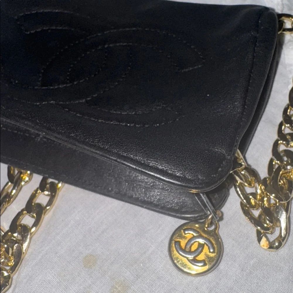 CHANEL Black Crossbody Bag with Gold Chain